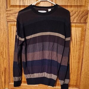 Men's Alex Cannon Striped Sweater - Black, Brown, and Gray Size L
